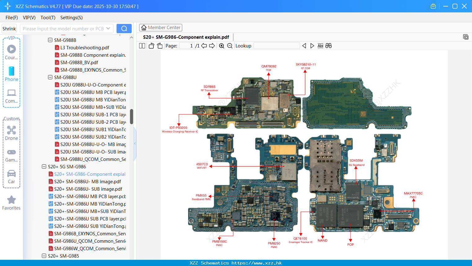 Samsung S20+ SM-G986-Component Explain